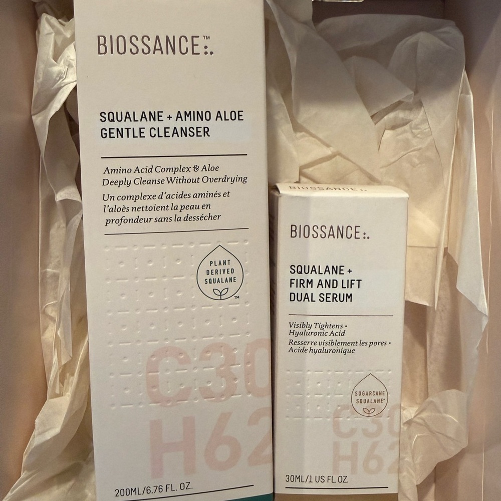 Biossance White and Cream Squalane + Amino Aloe Gentle Cleanser Duo